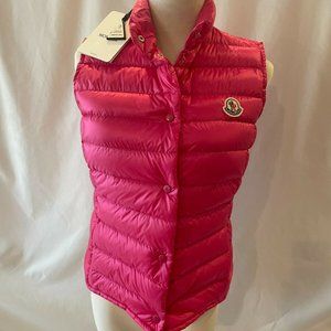 Moncler Womens Liane Puffer Down Vest NWT Size 0 XS Bright Pink